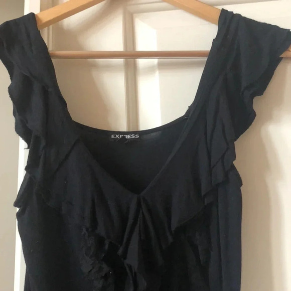 Express Black Flowy Lace Top, Sz XS - Picture 3 of 5